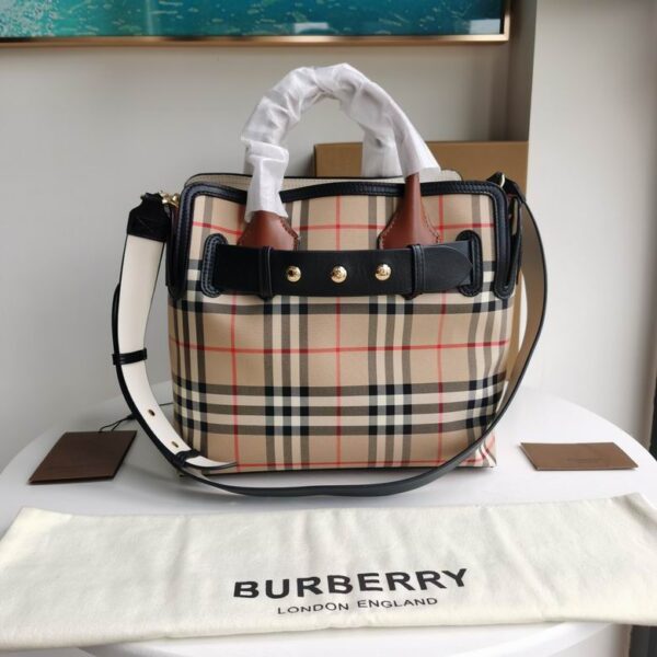 BURBERRY Calfskin Vintage Check Triple Stud Mini Belt Bag