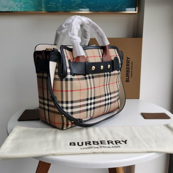 BURBERRY Calfskin Vintage Check Triple Stud Mini Belt Bag