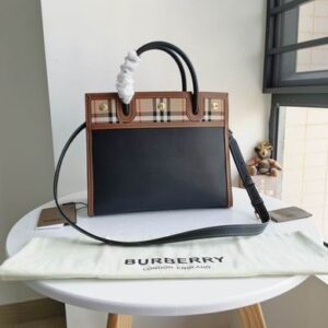 BURBERRY Calfskin Two Handle Bag Black