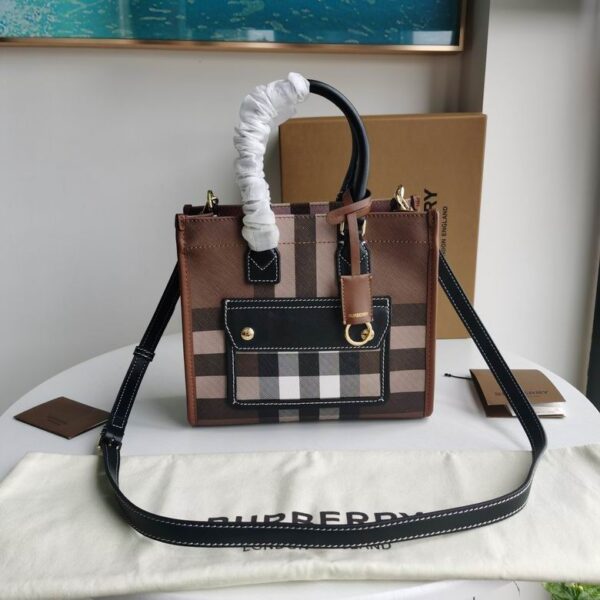 Burberry Women's Black Check Motiv Mini Tote Bag