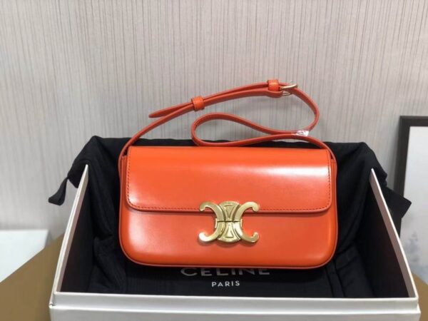 CELINE Triomphe Shoulder bag in orange